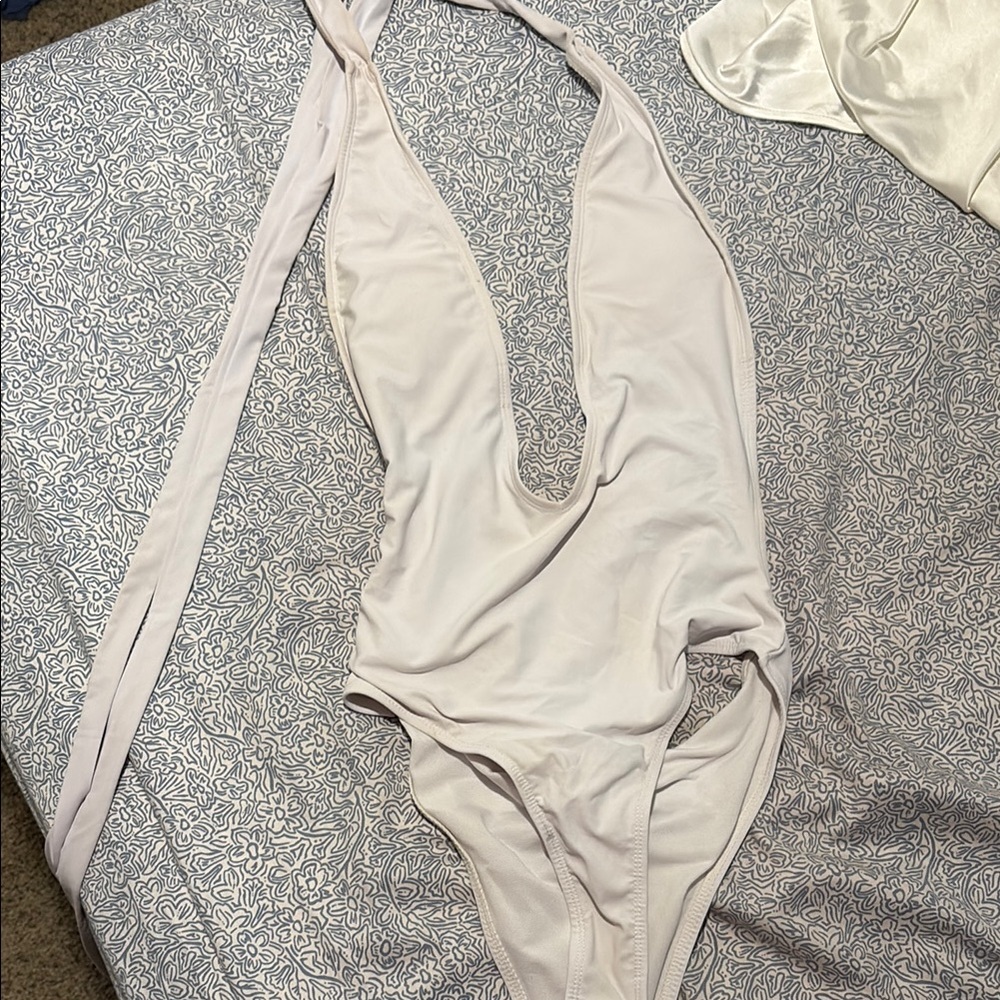 White Halter One-Piece Swimsuit